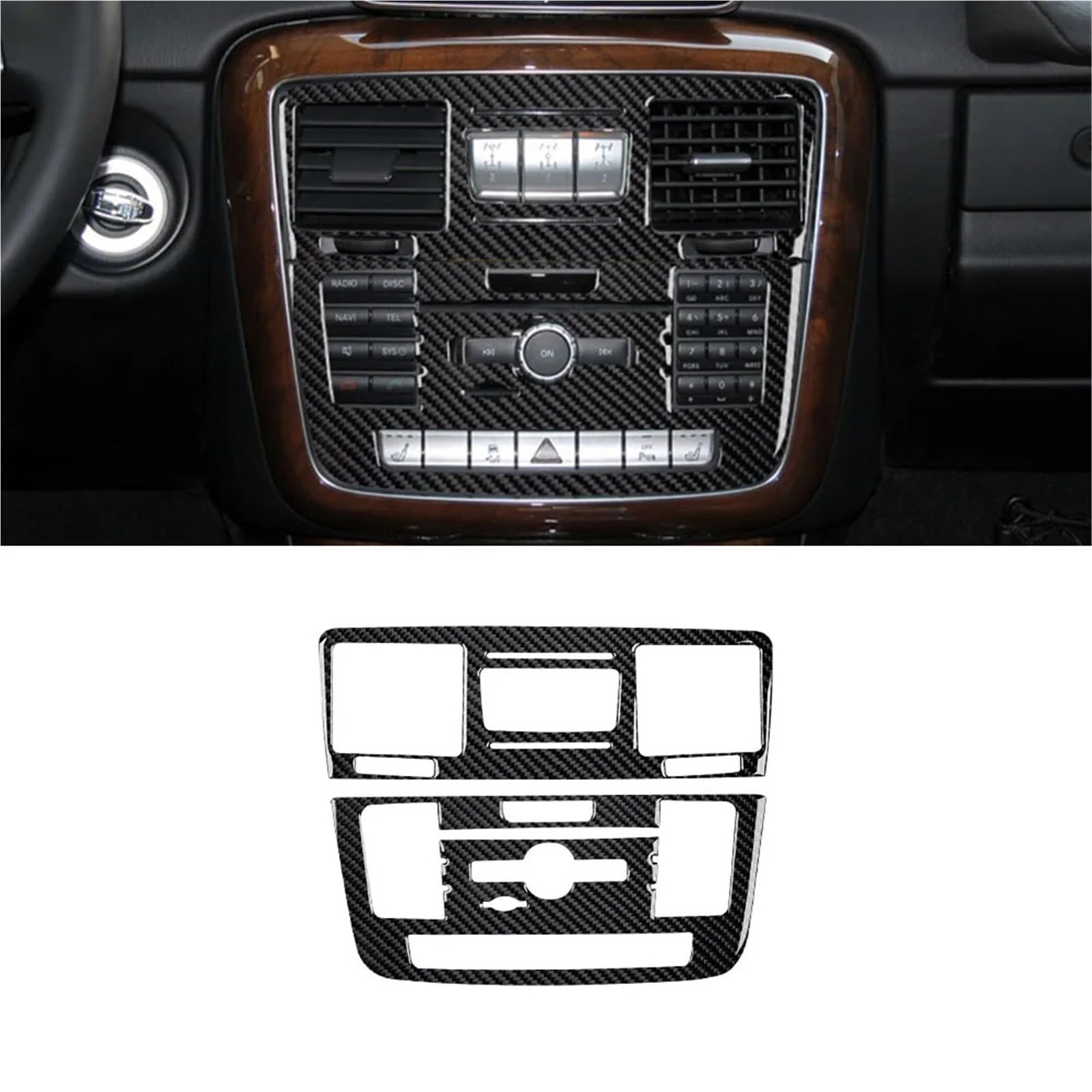 Folia na panel‌ Okleina skrzynia biegów‌ Naklejka dekoracyjna na panel CD konsoli środkowej Akcesoria do wnętrza samochodu pasujące do G-CLASS W463 2013-2018(Black)