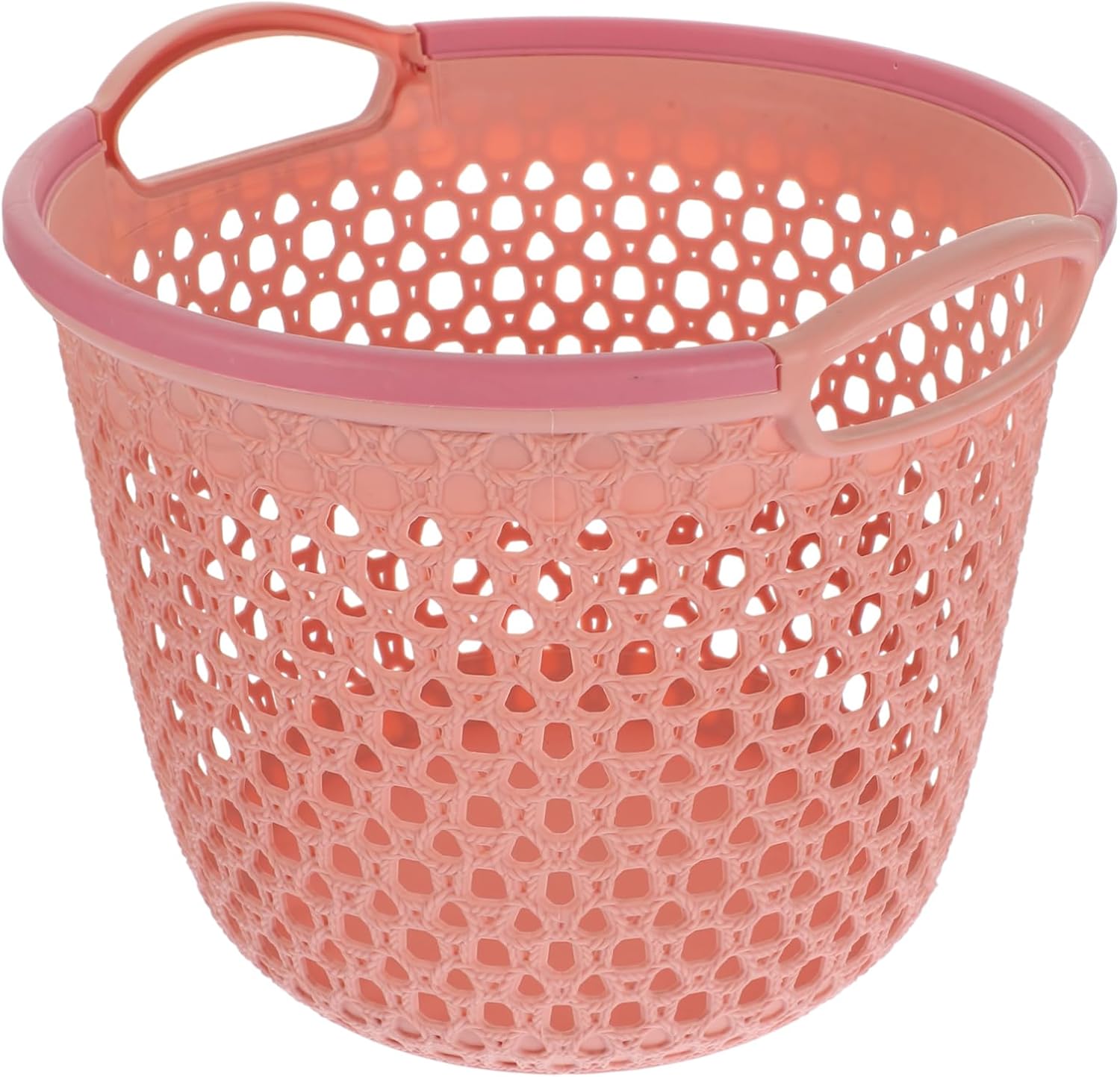 Hollow Laundry Hamper with Handle Medium Pink Storage Basket for Clothes and Sundries Compact PP Material Laundry Organizer for Bedroom Bathroom Dorm