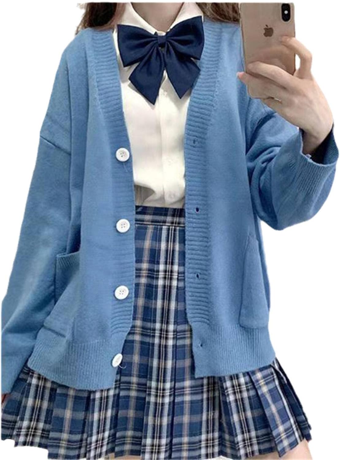 Womens Japanese Cute Kawaii Knitted Cardigan Sweater Cosplay Long Sleeve Button Down JK School Uniform Jacket - Image 4