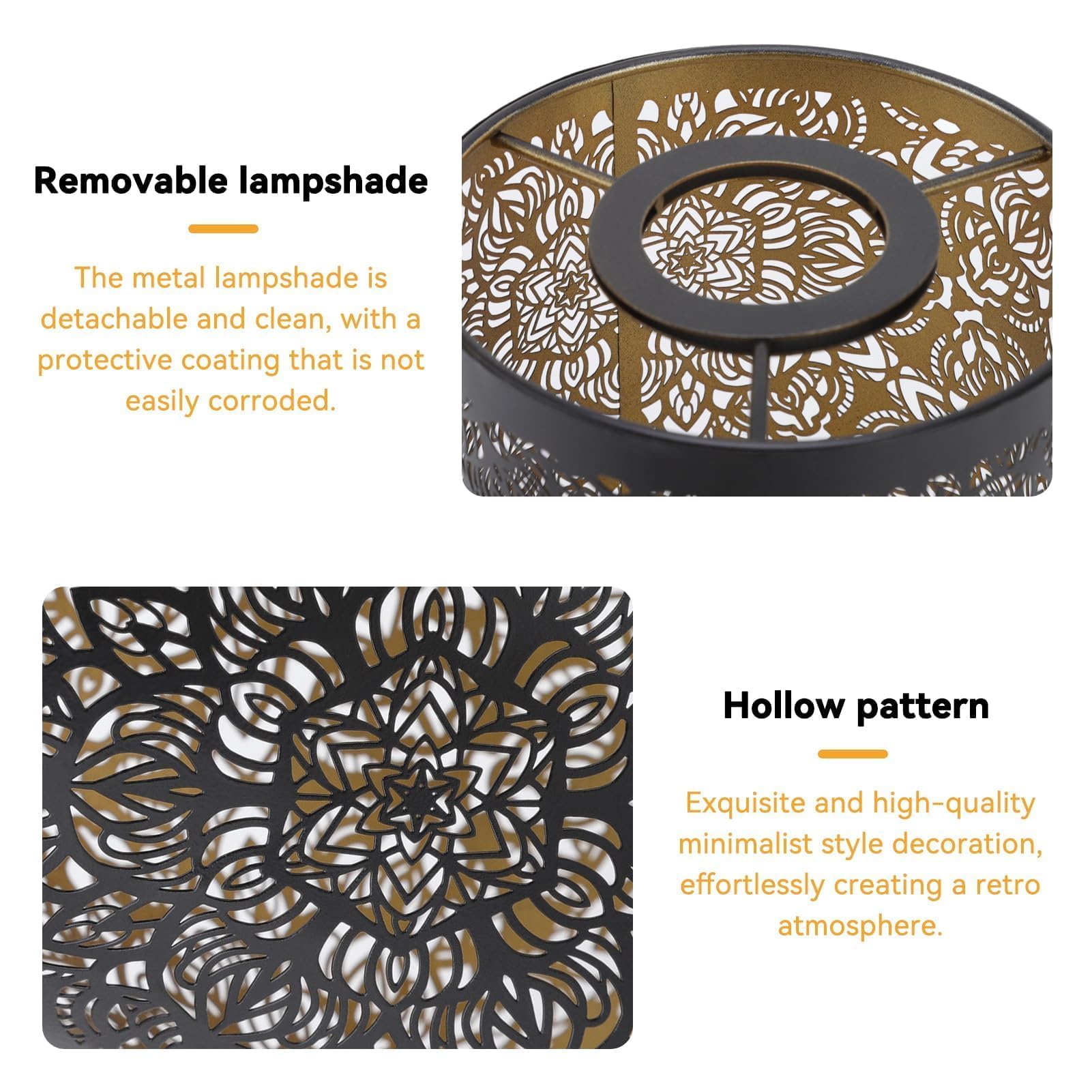 Metal Lampshade Metal Drum Lampshade with Flower Pattern for Pendant Lamps Black Pendant Lamp Shades 4.7×7.9in for Table Lamps Floor Light - Image 3