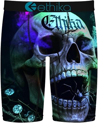 Ethika Mens Staple Boxer Brief, 4-Way Stretch with Signature Waistband, No Ride-Up Comfort - Deaths Treasure