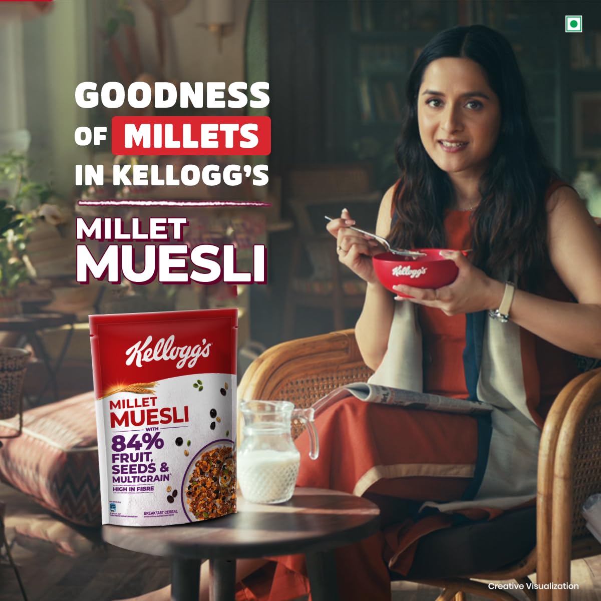 Kellogg's Millet Muesli with 84% Fruit, Seed & Multigrain 1000g | High in Fibre | Multigrain Breakfast Cereal - Image 6 thumbnail