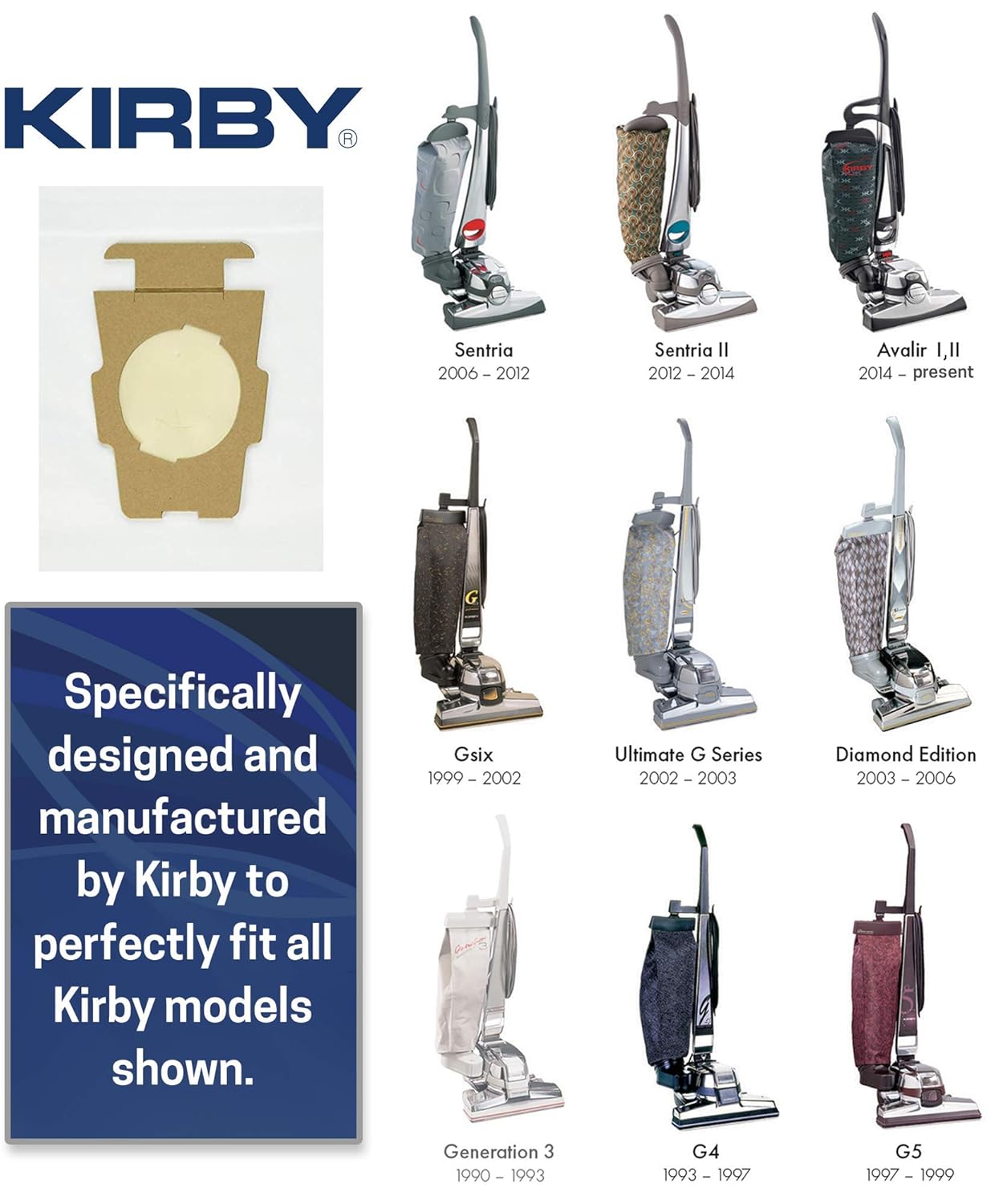 Kirby Allergen HEPA Filter Bags (204811) + 3-Pack OEM Belts (301291G) – Bundle for F-Style & Twist-Style Upright Vacuums