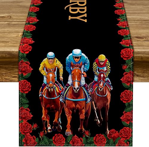 Nepnuser Kentucky Derby Camino de mesa Jockey Run para las rosas Horse Racing DecoraciĂłn de fiesta para el hogar, cocina, comedor, 72 pulgadas Nepnuser Kentucky Derby Camino de mesa Jockey Run para las rosas Horse Racing DecoraciĂłn de fiesta para el hogar, cocina, comedor, 72 pulgadas