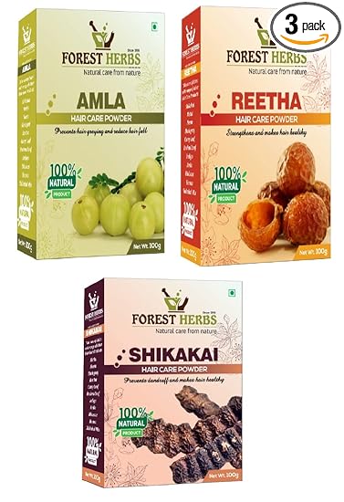 Forest Herbs 100% Natural Organic Amla, Reetha, Shikakai Powder For Hair Care-Pack Of 3 (300Gms)