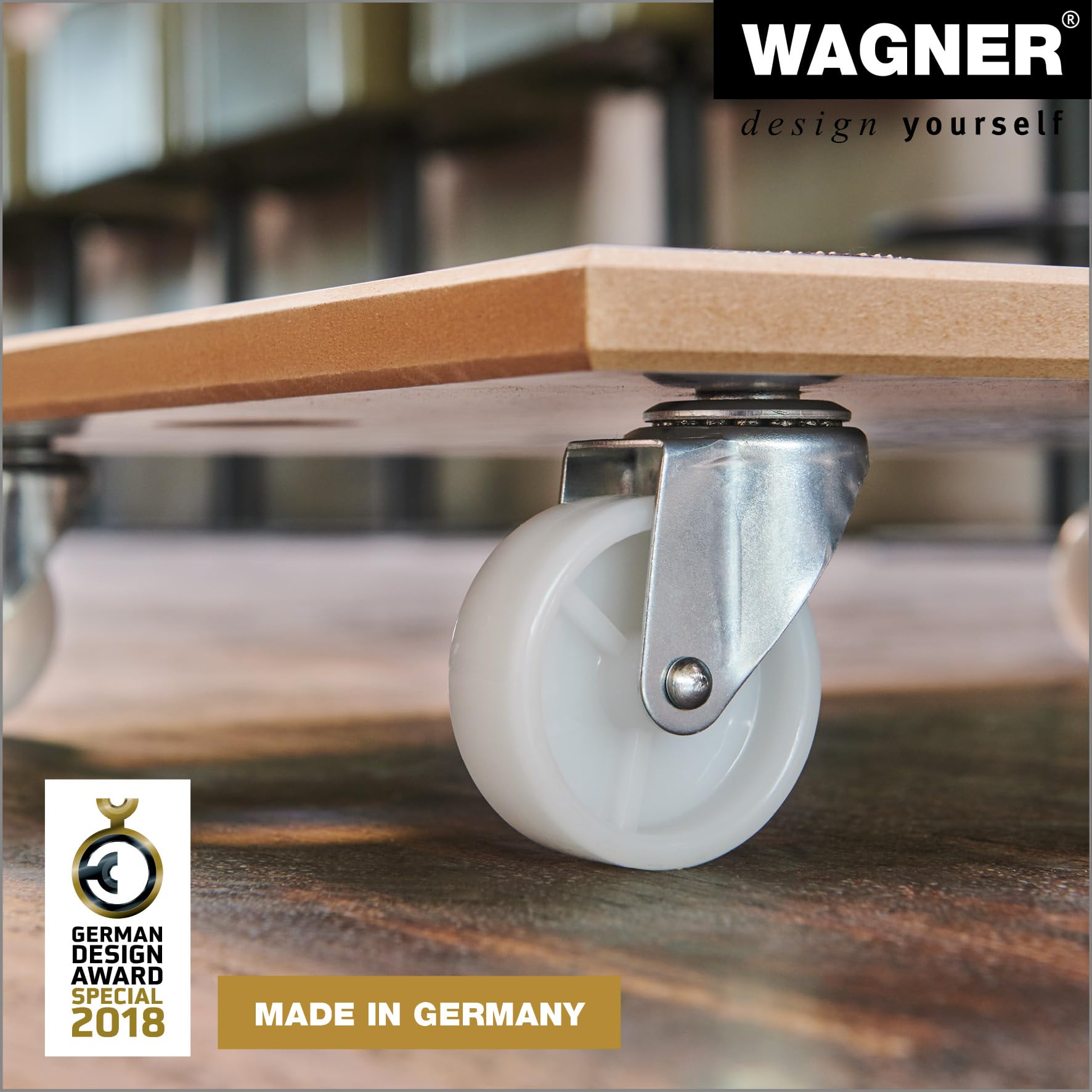 WAGNER Carrello da trasporto MM 1359 I 59 x 48 cm I cuscinetti antiscivoloI rivestimento speciale I portata 200 kg I facile da pulire I resistente e robusto - 20135901