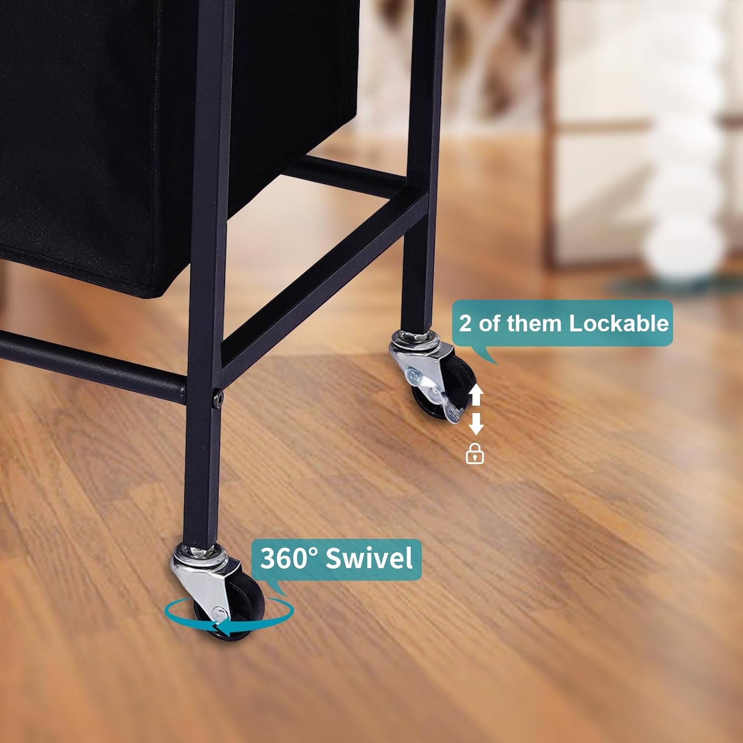 Laundry Hamper With Wheels with 3 Removable & Pull-Out Sorting Bags, Wooden Top Shelf, Versatile Laundry Basket Organizer for Laundry Room