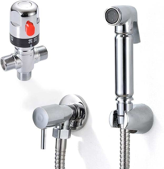 Xcel Home Thermostatic Chrome Brass Bidet Douche Set | Quality Muslim Shattaf Shower Head | Hygiene Toilet Spray Kit | 1 Set