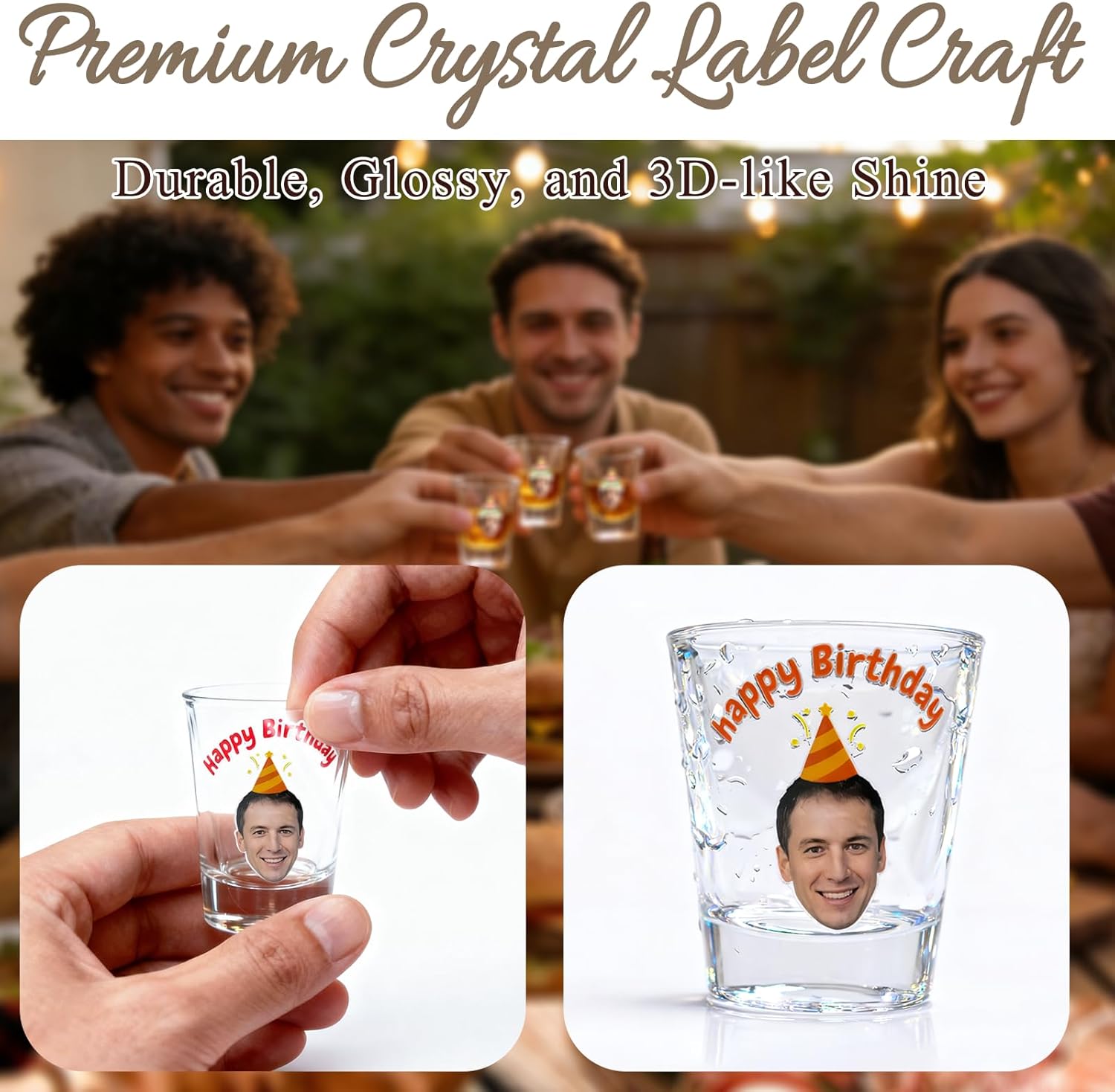 Custom Shot Glasses 2oz Personalized Funny Shot Glass Set with Face Photo Picture Text Logo Gifts for Wedding Birthday Party Favors Bachelorette for Him Her-Photo - Image 5