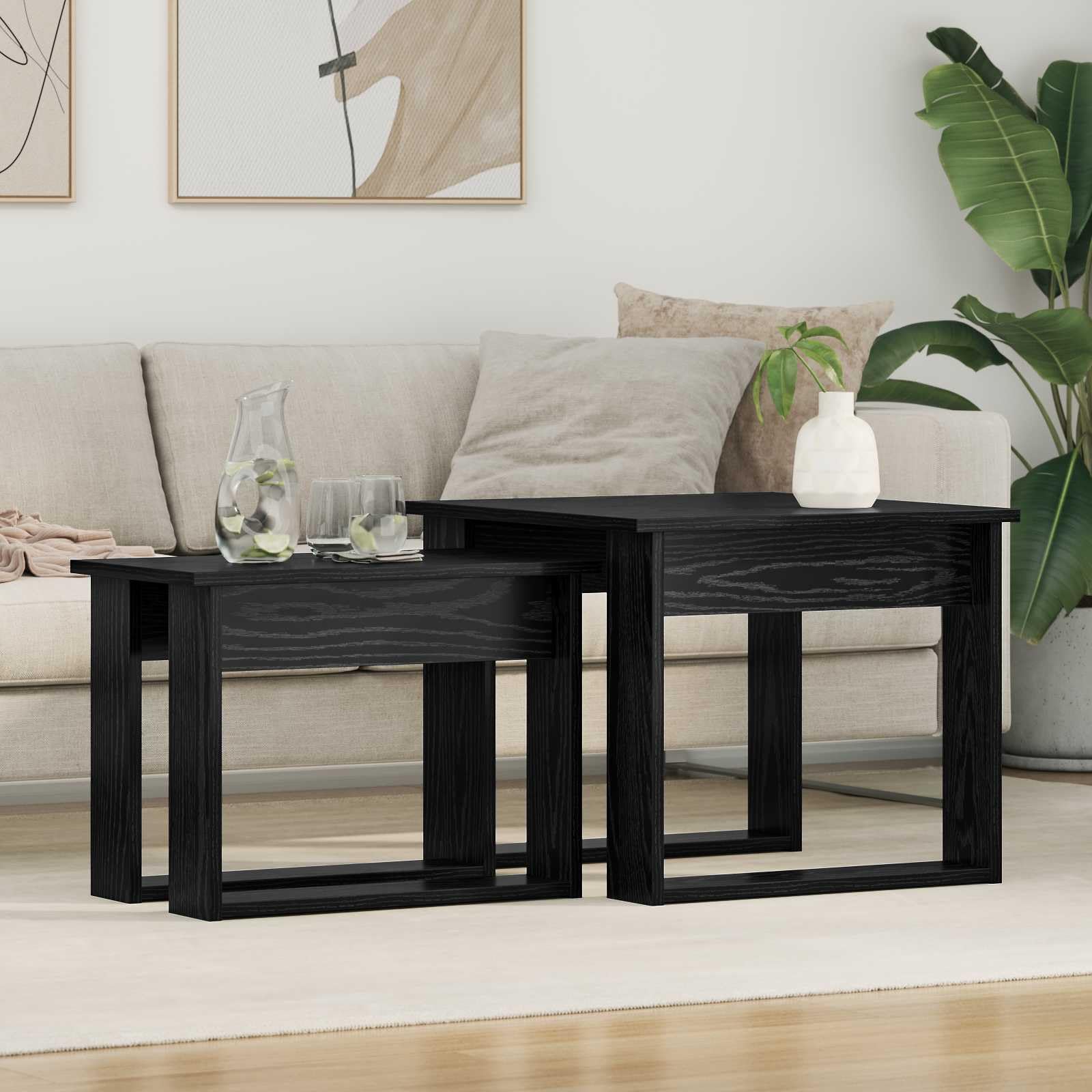 Set di 2 tavolini da caffè in legno effetto rovere | Tavolino salvaspazio per il soggiorno con design robusto e utilizzo flessibile come tavolino da caffè.