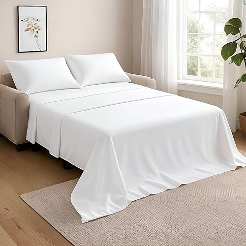 Miniatura 10 de NON Sticky cotton Sábanas para sofá cama tamaño Queen, juego de sábanas de algodón egipcio de 4 piezas para sofá cama, sábana bajera de bolsillo