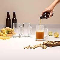 Vista 2 de KooK Beer Mugs, Glasses Set of 4, 12.7 Oz, Clear Large Mugs, Gift for Men, With Handles, Large Drinking Cups for Tea, Coffee, Root Floats