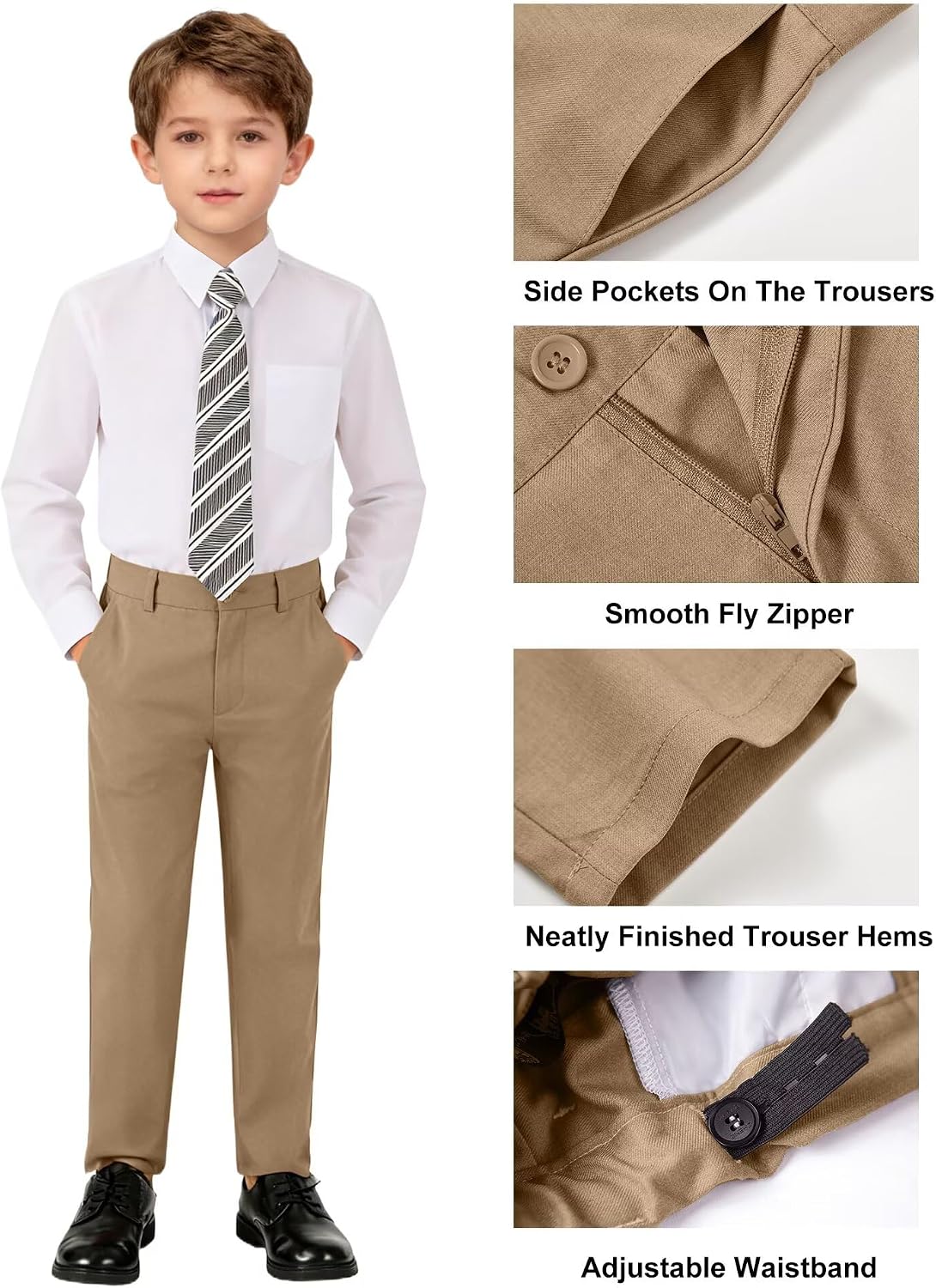 Wehilion Boys 4 Piece Formal Suit Slim Fit Tuxedo for Kids