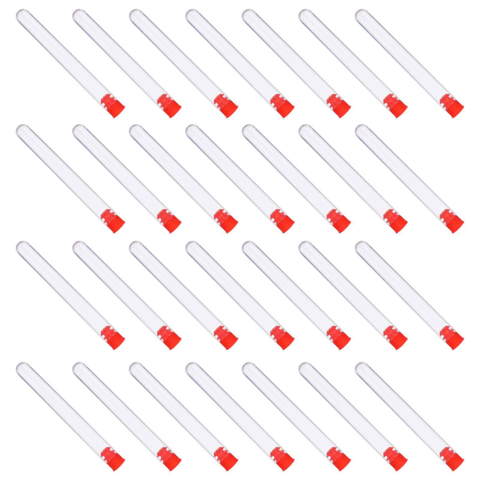 Balacoo 40Pcs Disposable Test Tubes Clear Mini Plastic Test Tubes with Lids for Science Lab Storage Containers