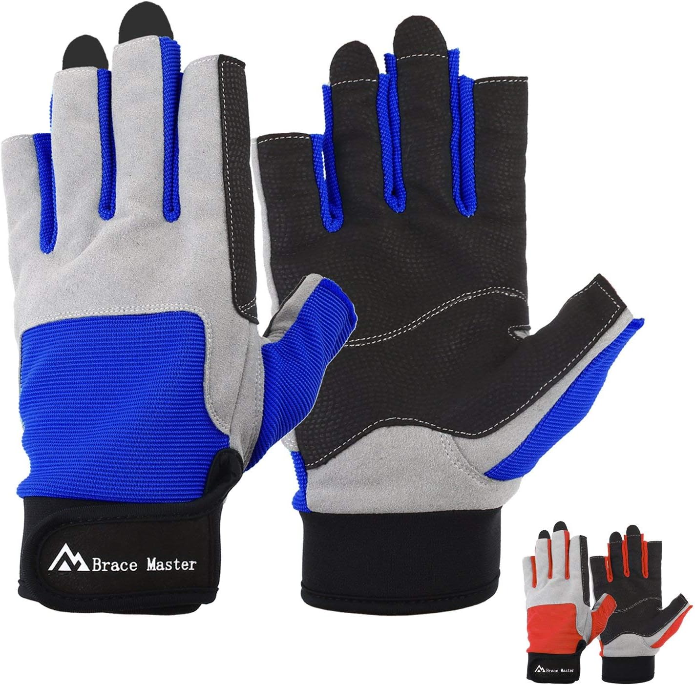 Brace Master Sailing Gloves Kayak Gloves Men Women for Sailing, Fishing, Boating, Kayaking, Surfing, Canoe Padding, Dinghy and Water Sports, Leather in Palm to Enhance Gripping