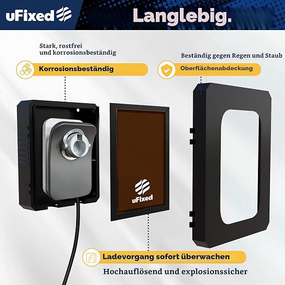 Compact Outdoor EV Charger Housing Wall Box with Lock for Tesla Wall Charger and ChargePoint Weatherproof Visible Black