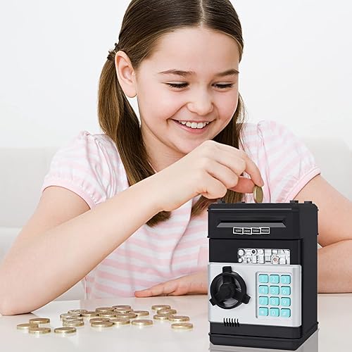Miniatura 6 de Banco de dinero para niños, caja de ahorro de dinero, caja de ahorro de dinero, bloqueo de código de contraseña para niños, alcancía, dinero en