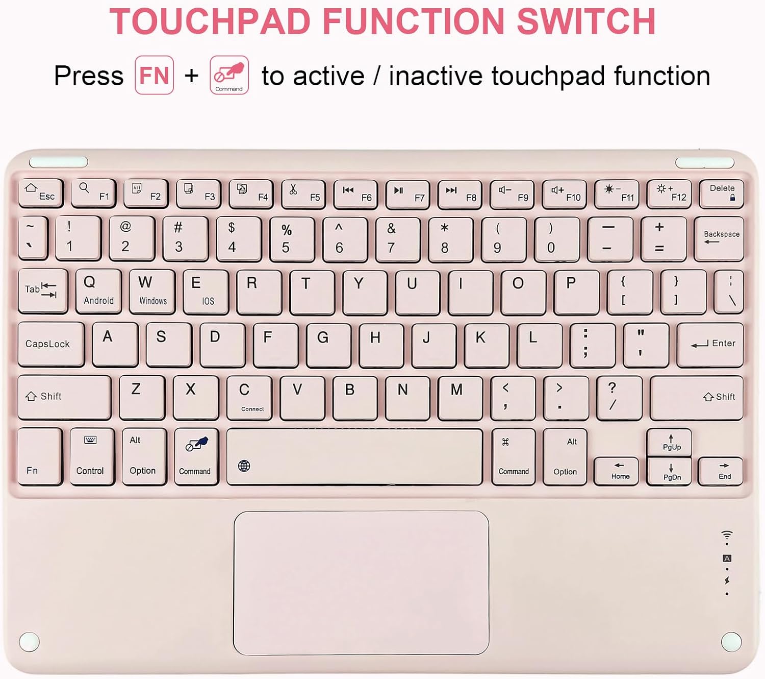 Keyboard Case with Touchpad for iPad (A16) 11th 2025/ 10th Generation 2022 Case with Keyboard - Wireless Detachable Folio Keyboard Cover for iPad 11-inch A16/10th Gen 10.9-inch, Pink - Image 6