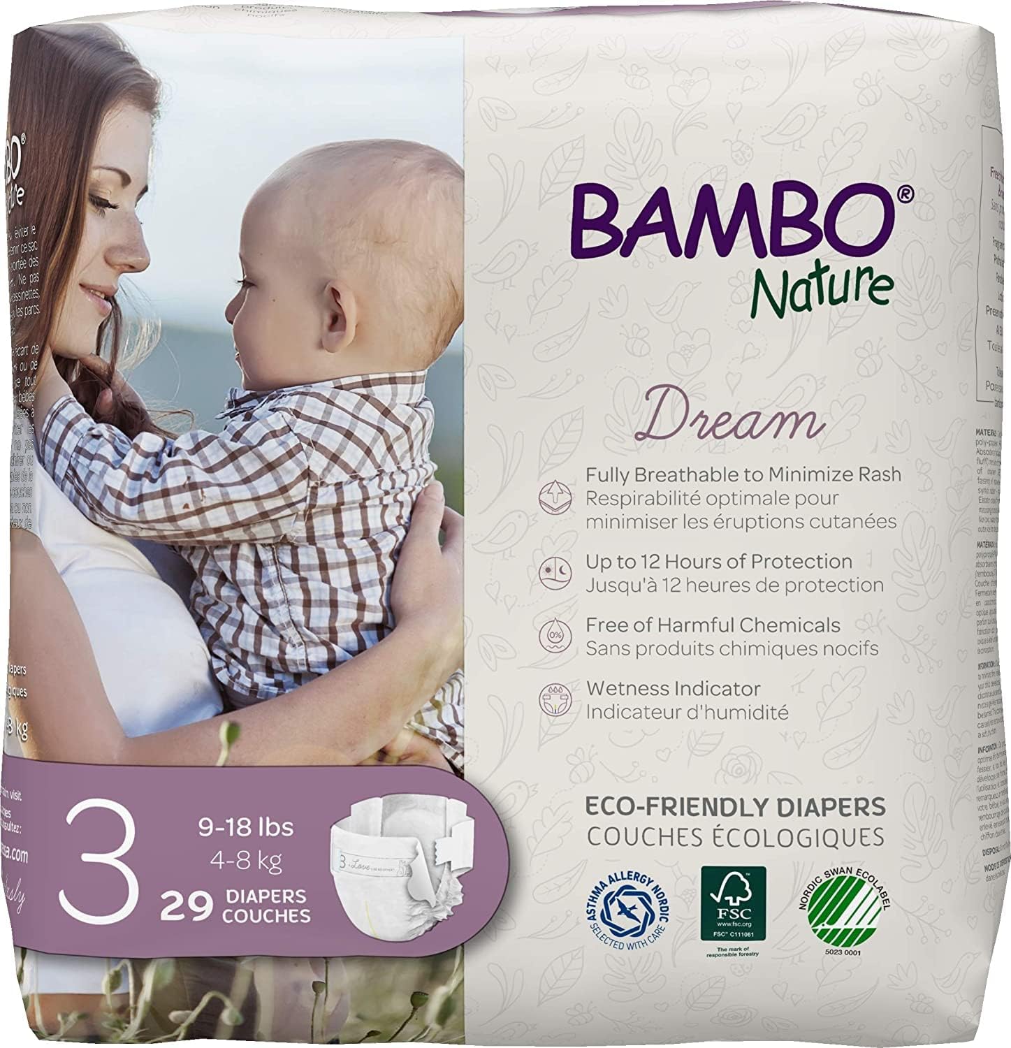 Bambo Nature Premium Baby Diapers – French/English Packaging, Size 3, 29 Count Bambo Nature Premium Baby Diapers – French/English Packaging, Size 3, 29 Count