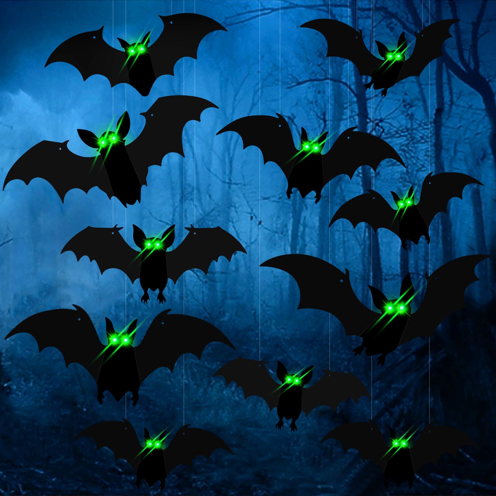 Chauves-souris phosphorescentes Halloween x15 décorations murales 3D plastique noir