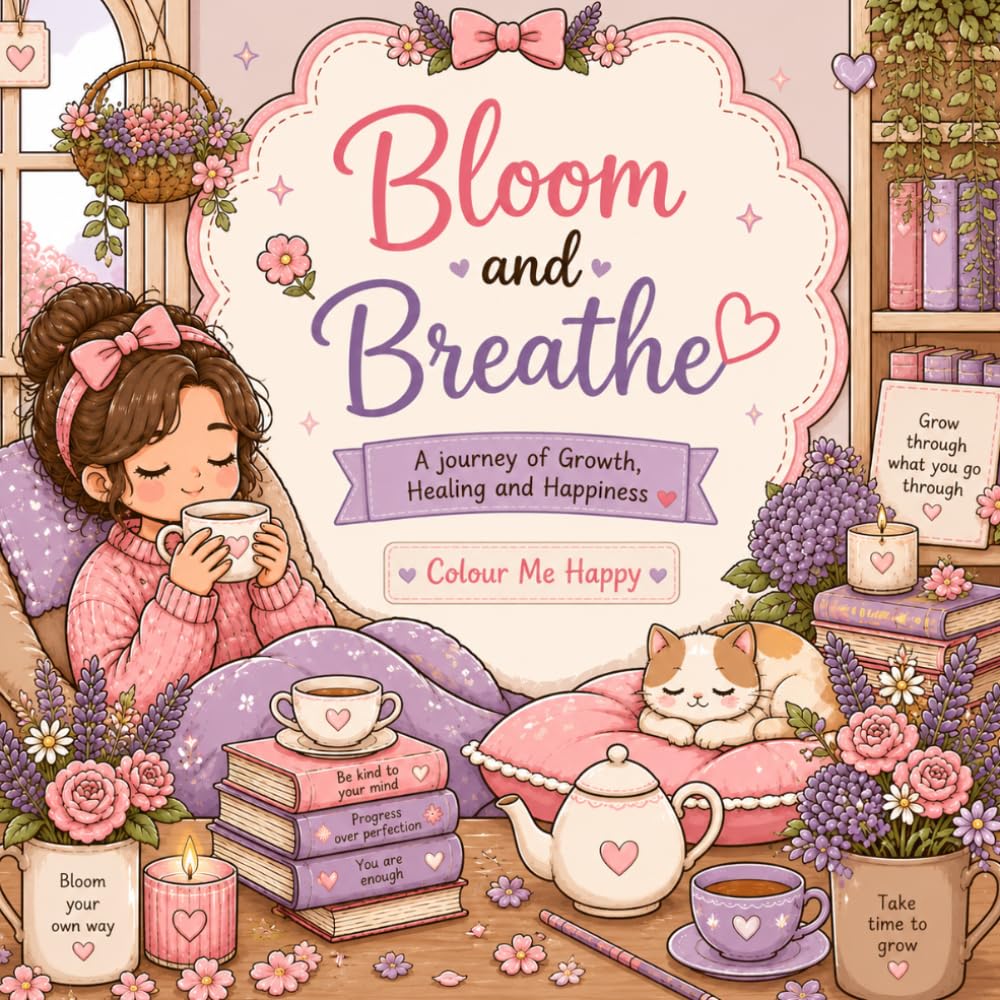 Bloom and Breathe: A Cozy Coloring Book for Relaxation, Mindfulness, and Creativity for Ages 7+