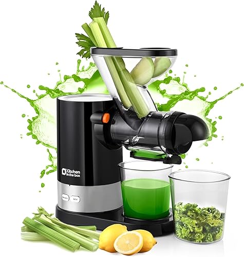 Kitchen in the box Máquinas exprimidoras, pequeño exprimidor de prensa en frío para una sola porción, máquina exprimidora de verduras y frutas,