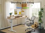 FEZIBO Electric Standing Desk with Double Drawers, 48 x 24 inch Height Adjustable Sit Stand Desk with Monitor Stand, 4 Memory Prset Ergonomic Stand Up Desk (Maple)