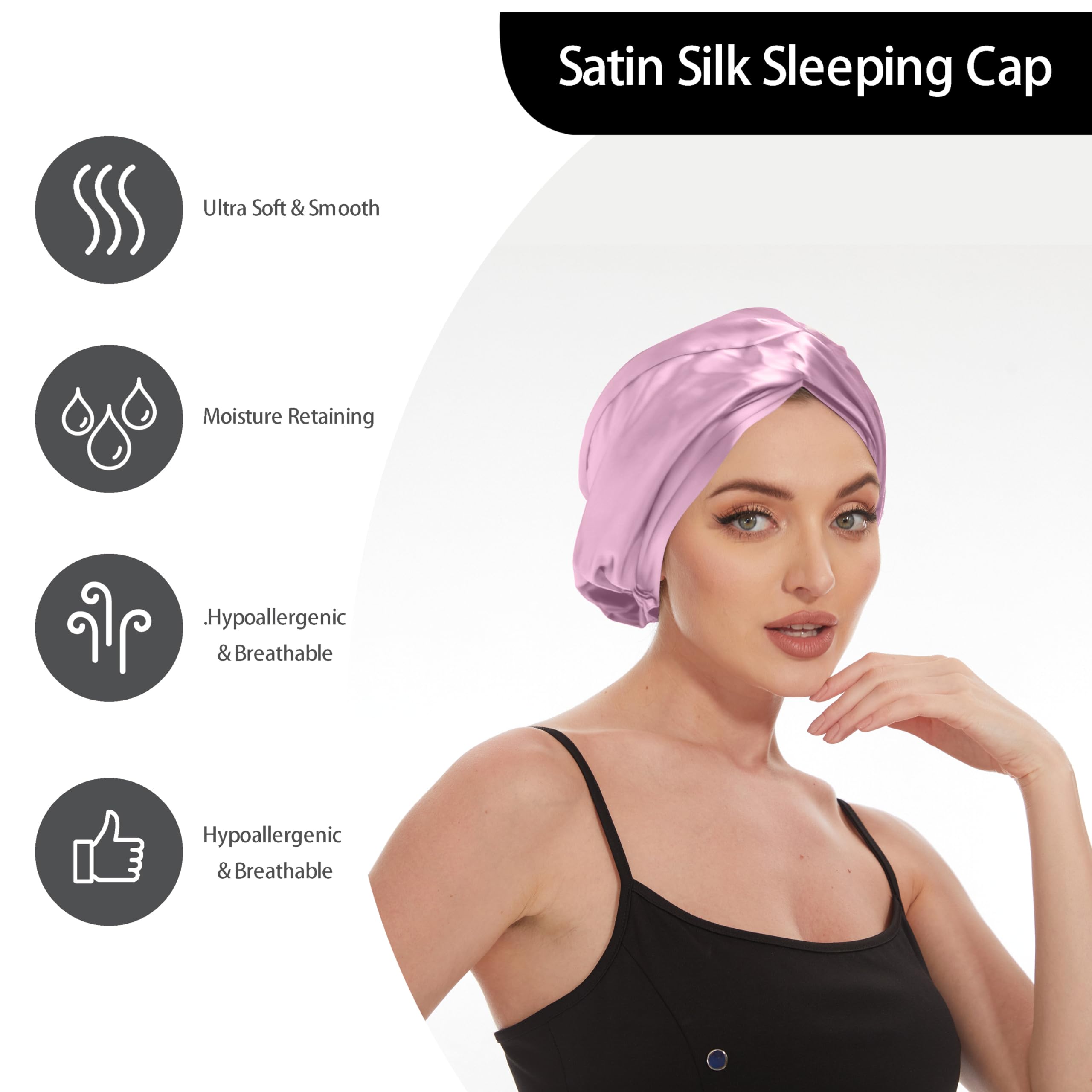 Amazon.com: Adjustable Silk Satin Bonnet for Sleeping Hair  display picture 1