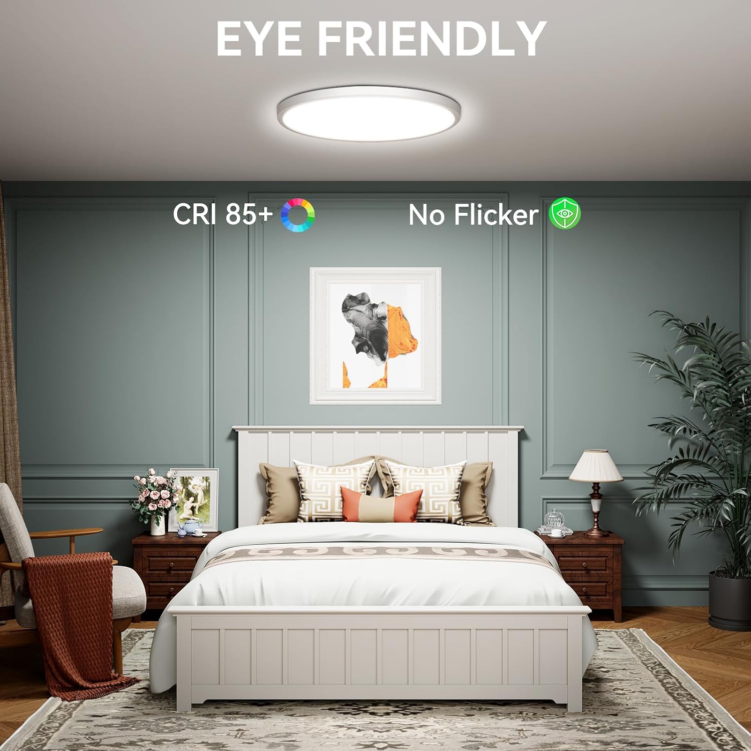 20 Inch 2 Pack Dimmable 50W 5200M LED Flush Mount Ceiling Light Large Ceiling Light Fixture,3000K/4500K/6000K Selectable,Ultra Thin Flat Ceiling Lamp for Kitchen, Bedroom, Living Room (White, 2Pack) - Image 4