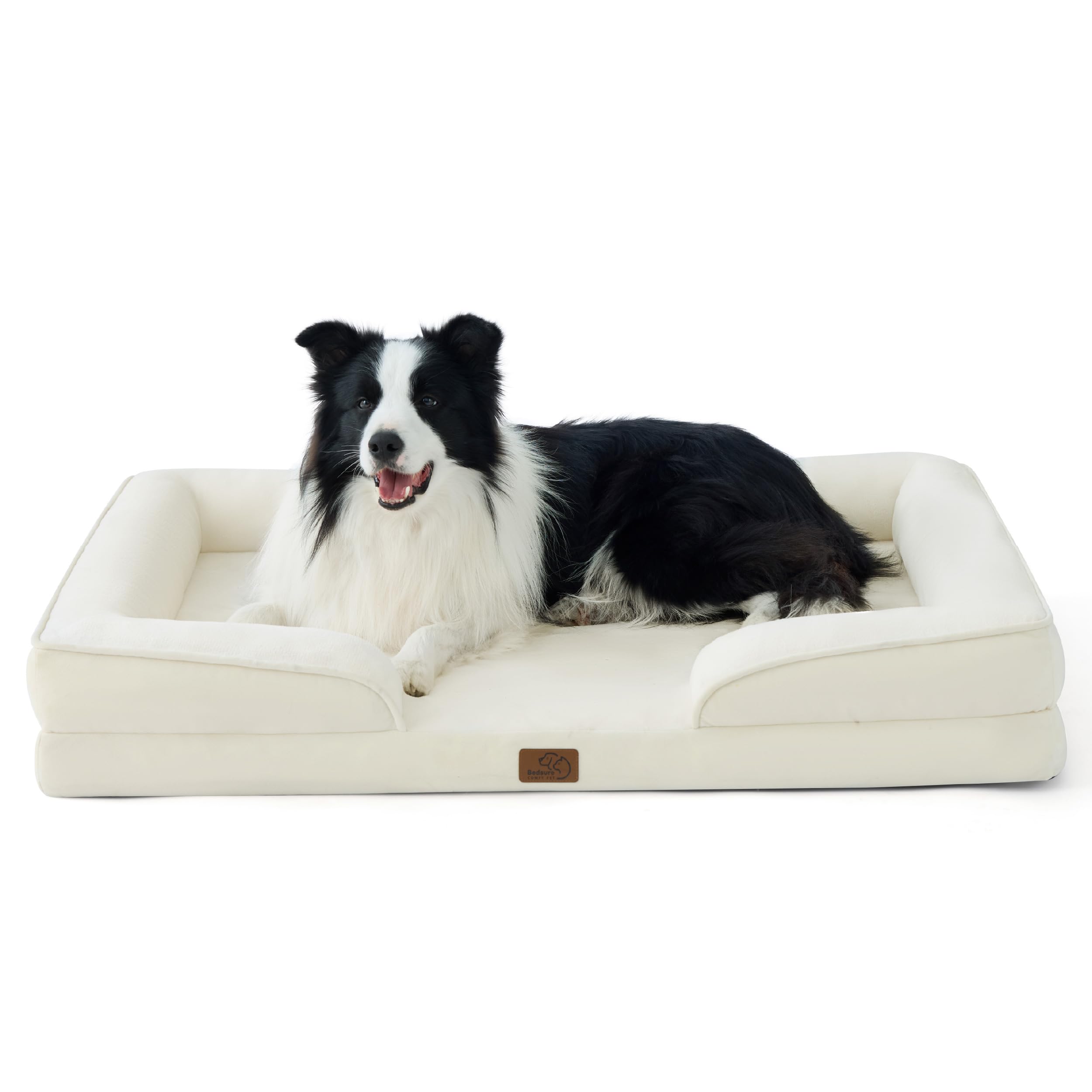 Bedsure Orthopedic Dog Beds Large Sized Dog - Washable Large Dogs Bed Waterproof, Big Comfort Pet Couch with Washable Removable Cover, Supportive Foam Pets Sofa with Nonskid Bottom, Ivory