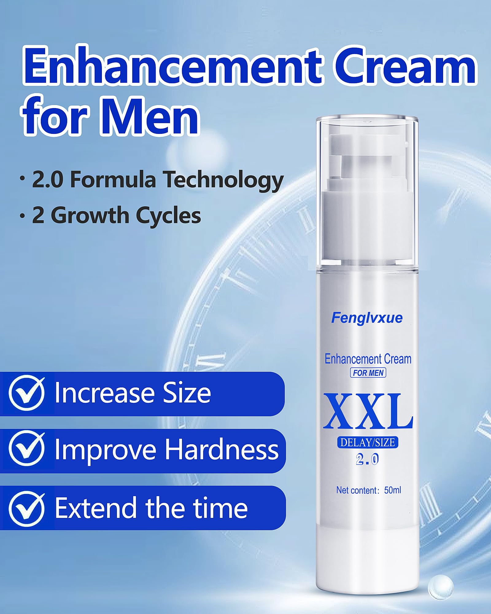 Krem do powiększania mężczyzn, krem do masażu męskiego, dla mężczyzn XXL super krem do pielęgnacji 2,0, 50 ml