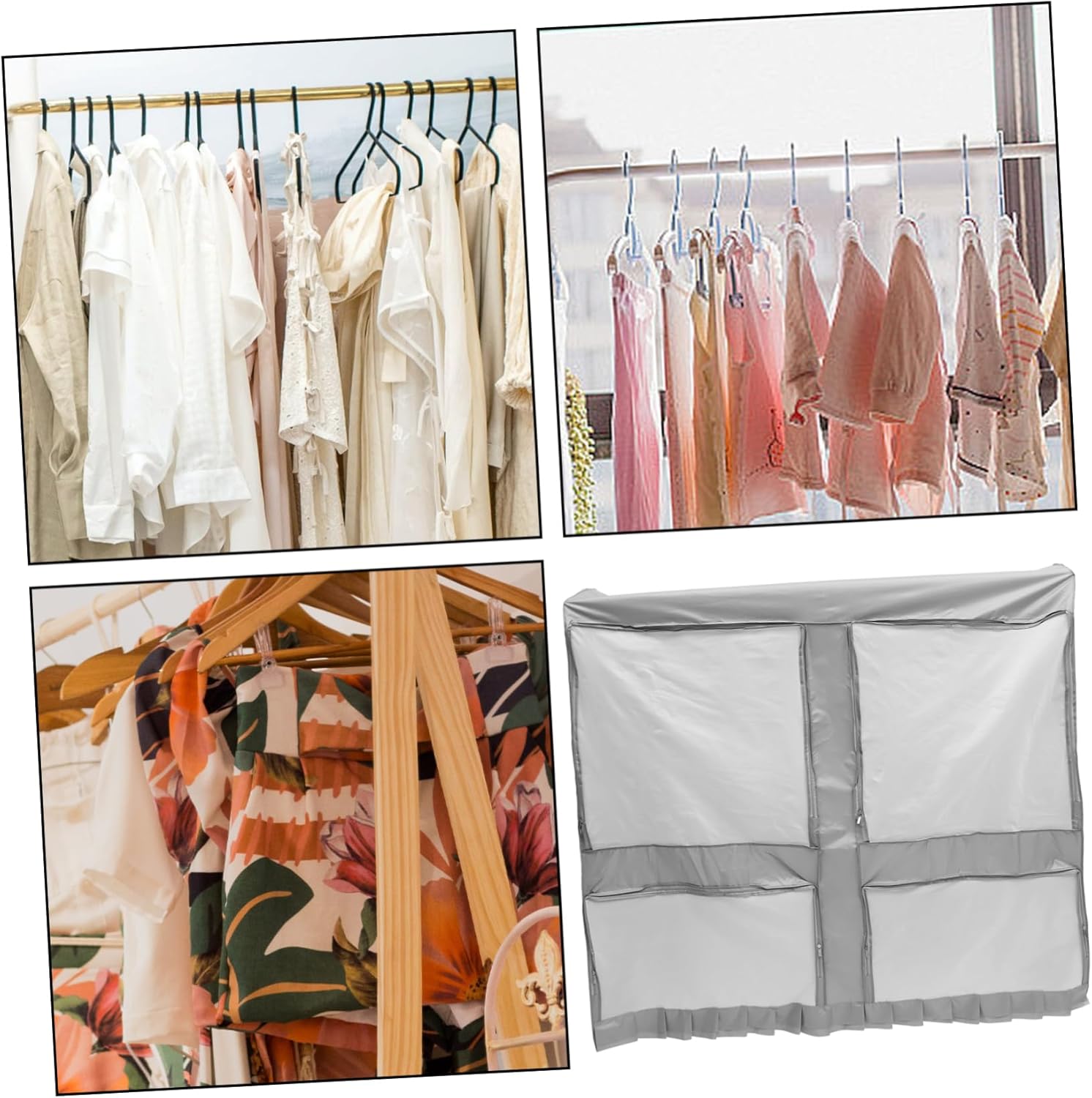 Oxford Clothing Rack Cover Wardrobe Cover Moisture Suit Bag Hanging Bag Random Color