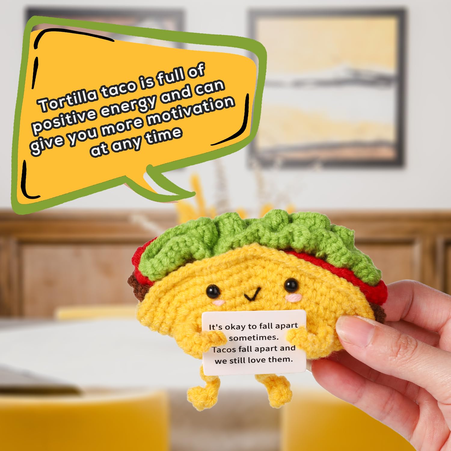 Mini Bite Positive, Drôle Jouet En Laine Tricotée En Forme De Bite Avec Carte Positive, Poupée Mignonne Et Créative En Crochet Pour Soutien émotionnel, Encouragement En Forme De Bite, Ornement Pour