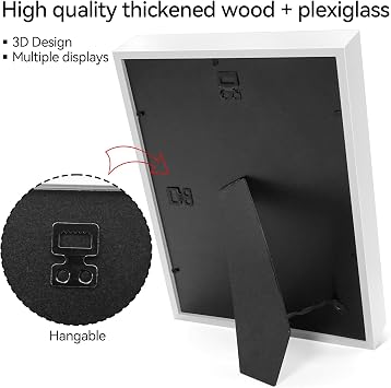 Large 3D Shadow Box Frame A4, 22.8x31.6 cm, Deep Box Photo Frame for Tabletop or Wall Display for Objects up to 4.5 cm, Wooden Memory Box for Photos, Crafts, Flowers, Medals, Tickets (White 3CM)