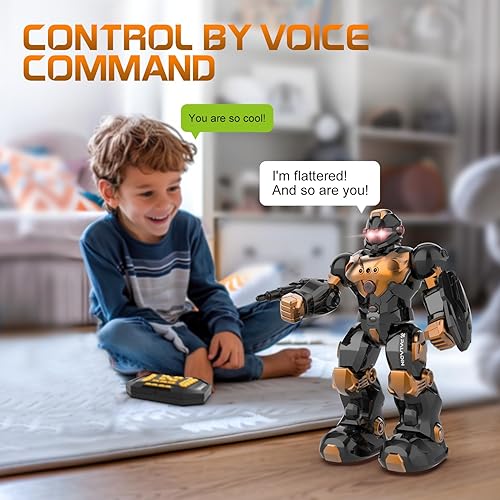 Miniatura 10 de Juguetes robot para niños, robot programable de control remoto con detección inteligente de gestos, recarga, modo de canto y baile, lanzador (blanco)