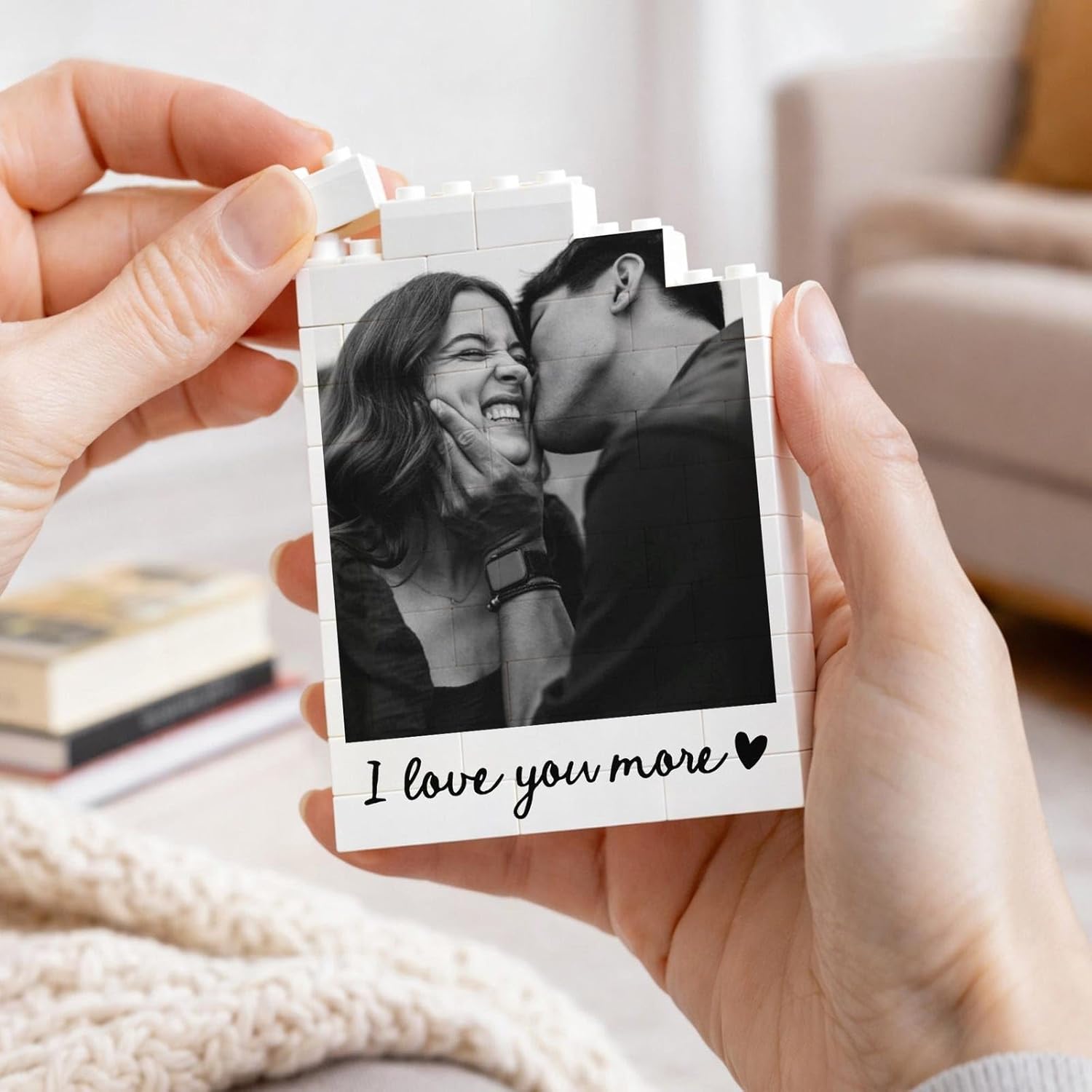 NAZENTI Custom Couple Photo Building Blocks gifts for Him Her, Puzzle Building Blocks Gifts for Valentines Birthday, Couple Gift, Custom Home Decor with Photo for Couples, Puzzle Gift For Husband - Image 4