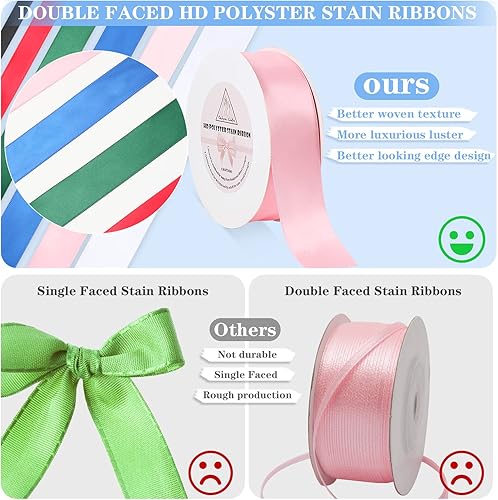 Miniatura 3 de Cintas negras de satén de doble cara de 1-12 pulgadas, 50 yardas, cinta de poliéster HD, para envoltura de regalos de boda, floristería, flores,