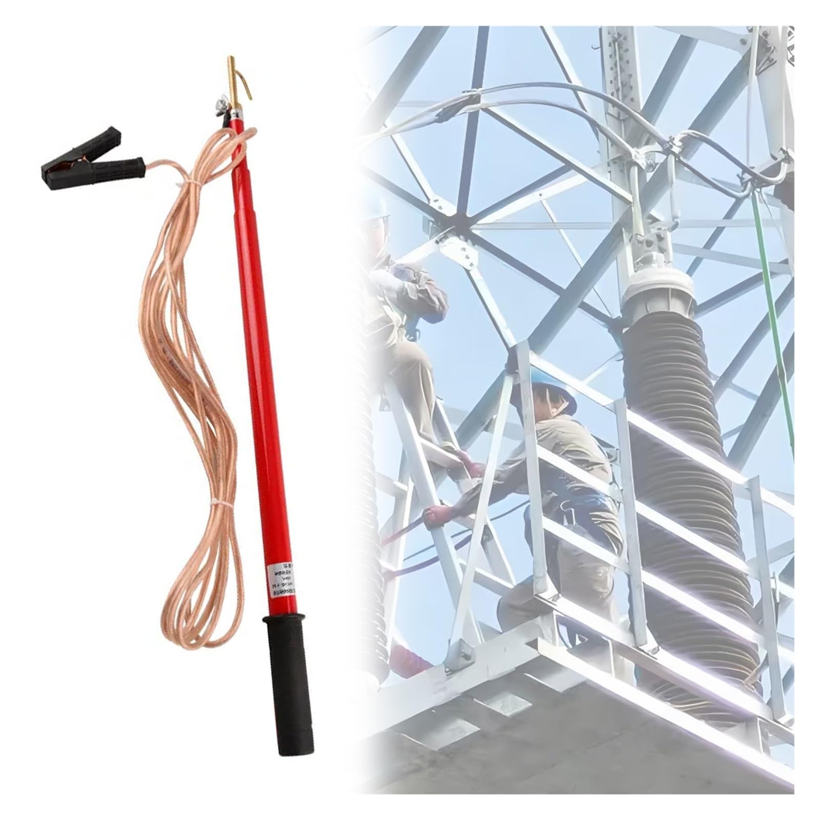 Varilla de descarga de alto voltaje de doble función, con poste telescópico aislado, para pruebas de seguridad eléctrica y conexión a tierra (A,220 kV-3 m/3 m (4 secciones))