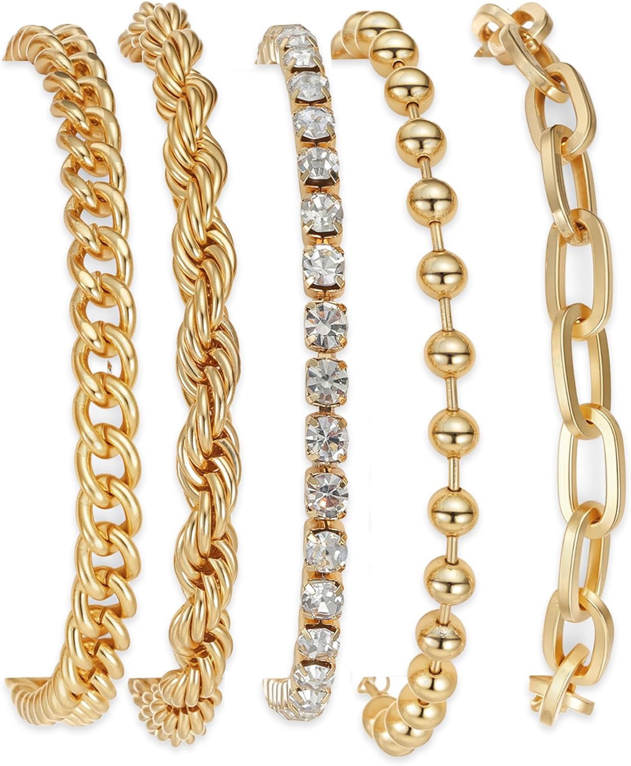 SEADAY Dainty Women's Bracelets Stack,Gold Plated Bracelets for Women,Tarnish-Resistant and Hypoallergenic,Fashion Jewelry Accessories,Christmas/Birthday Gift for Women,Adjustable Length