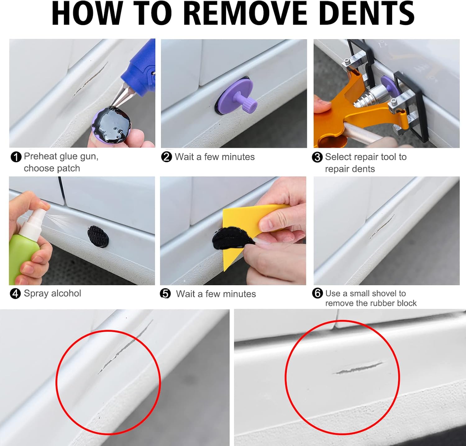 BlueFire Auto Body Paintless Dent Removal Kit 58pcs Car Dent Removal Kit Auto Dent Puller Kit Pops A Dent Car Repair Kit with Golden Lifter, Bridge Puller & Glue Gun for Car Hail Damage Door Ding Fix