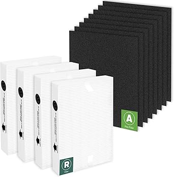 HPA100 Replacement Filters for Honeywell Air Purifier,Compatible with HPA100,HPA094, HPA104, HPA105 HPA3100, HPA5100,4 True HEPA R Filter + 8 Activated Carbon Pre-Filter A,Part No. HRF-ARVP100
