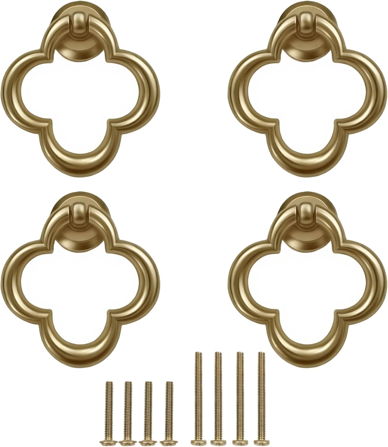 4 Pack Round Brushed Brass Cabinet Knobs - 1.97 inch (50mm) Gold Kitchen Cabinet Door Knobs, Premium Zinc Alloy Drawer Handles for Dresser, Desk & Cupboard Hardware