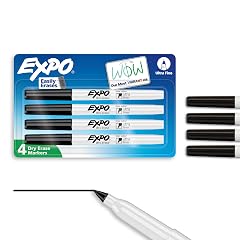 EXPO Dry Erase Markers Low Odor Ink Black Ultra Fine Tip 4 Count