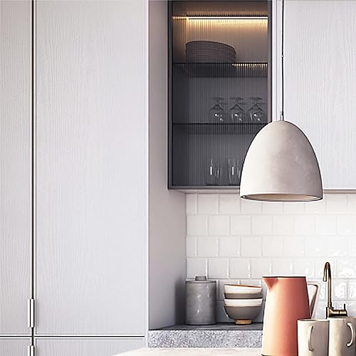 Miniatura 8 de Heroad Papel tapiz de grano de madera blanco de la marca, papel tapiz de contacto de madera grueso texturizado para armarios de mesa, decoración de