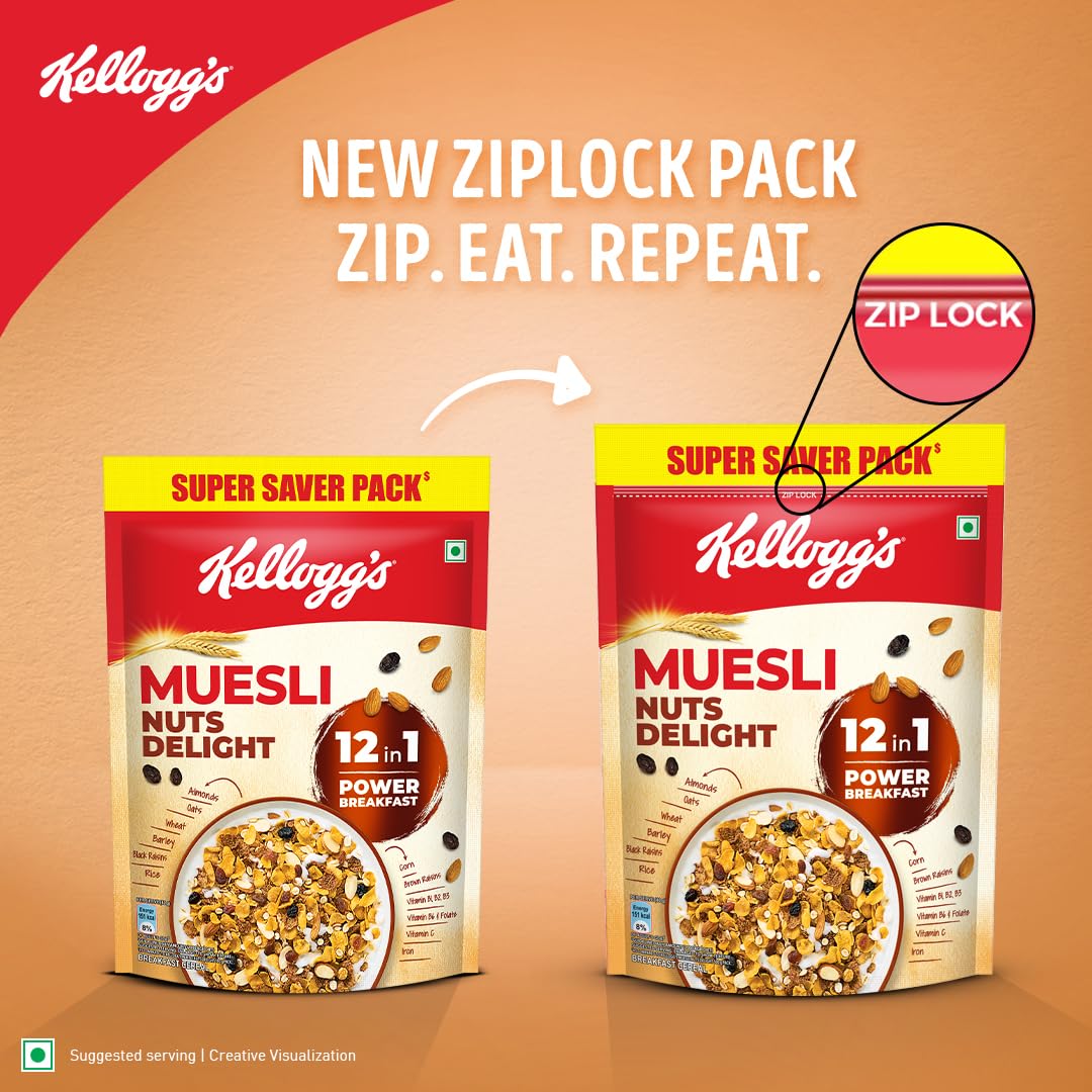 Kellogg's Muesli Nuts Delight 750G | 12-In-1 Power Breakfast | India'S No 1 Muesli | Multigrain Breakfast Cereal - Image 2 thumbnail