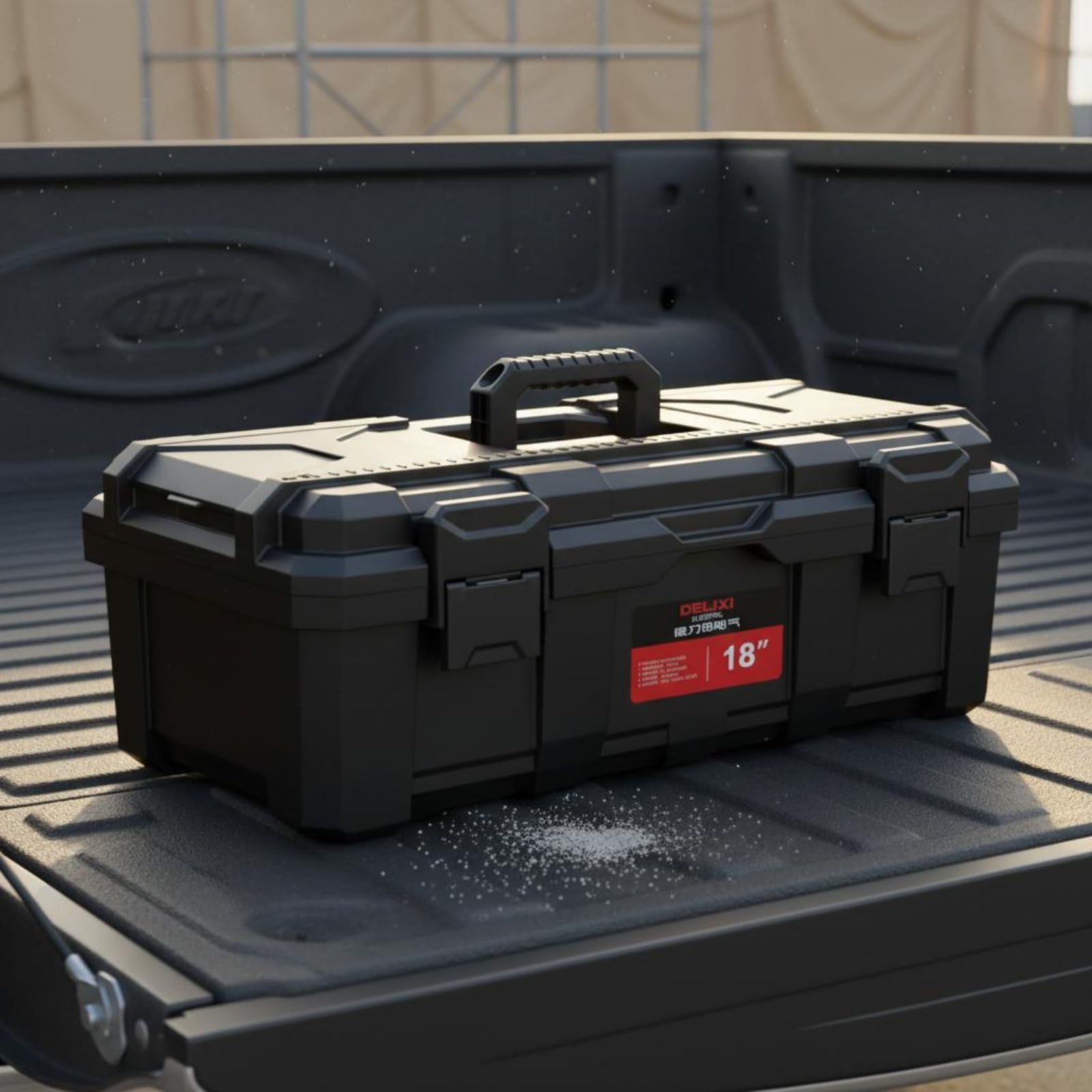 Contenitore per Attrezzi Scatola Organizer Cassettiera Valigetta Portautensili in PP Rinforzato per Officina, 20 Pollici, Fibbia In Plastica + Scatola Portaoggetti