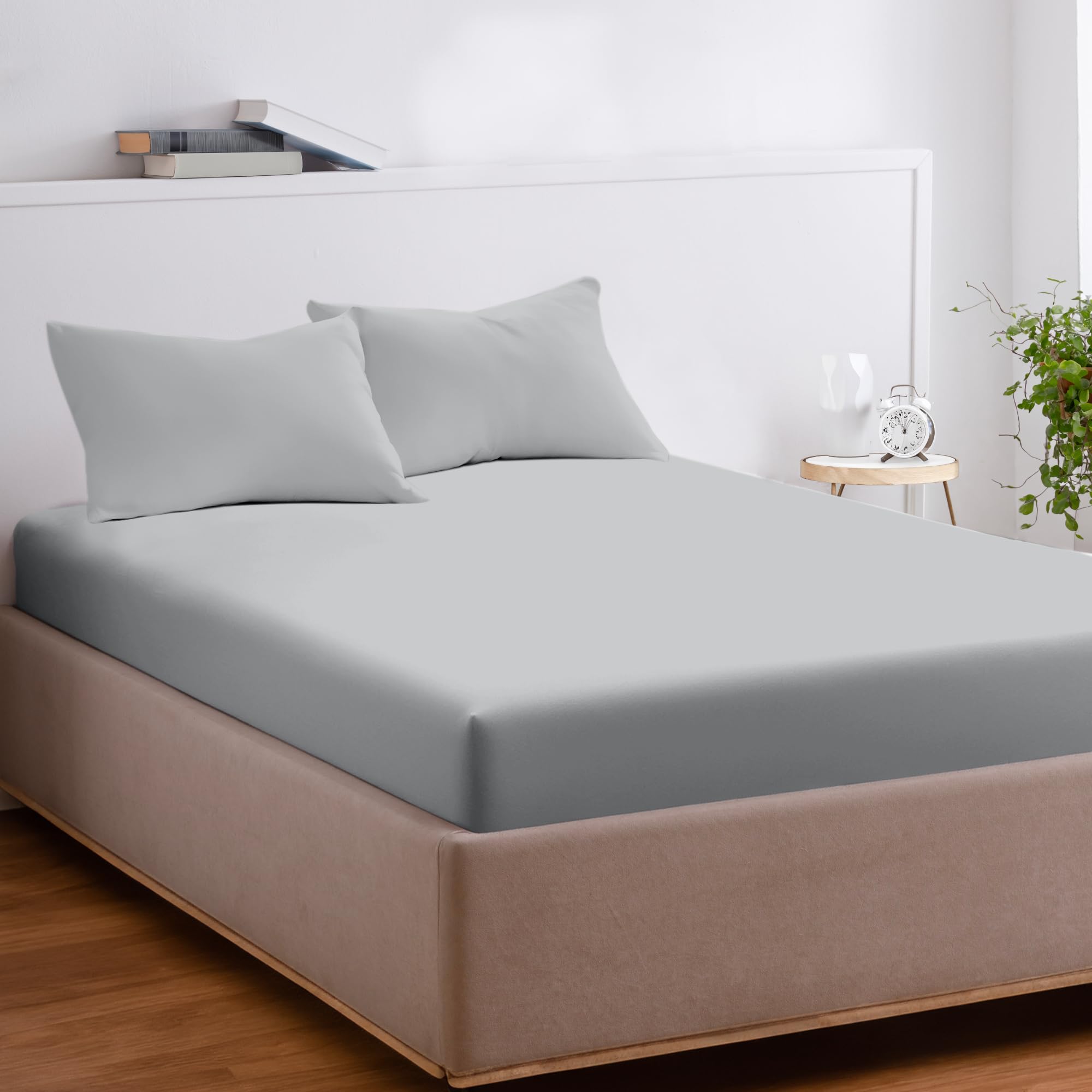 100% Tencel Lyocell Eucalyptus Sateen Soft Solid, King Size, 18'' Deep Pocket Fitted Bed S...