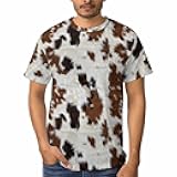 EISISANUN Western Cow Pattern Unisex Shirts T-Shirts Crew Neck Casual Fashion Unisex Short Sleeve