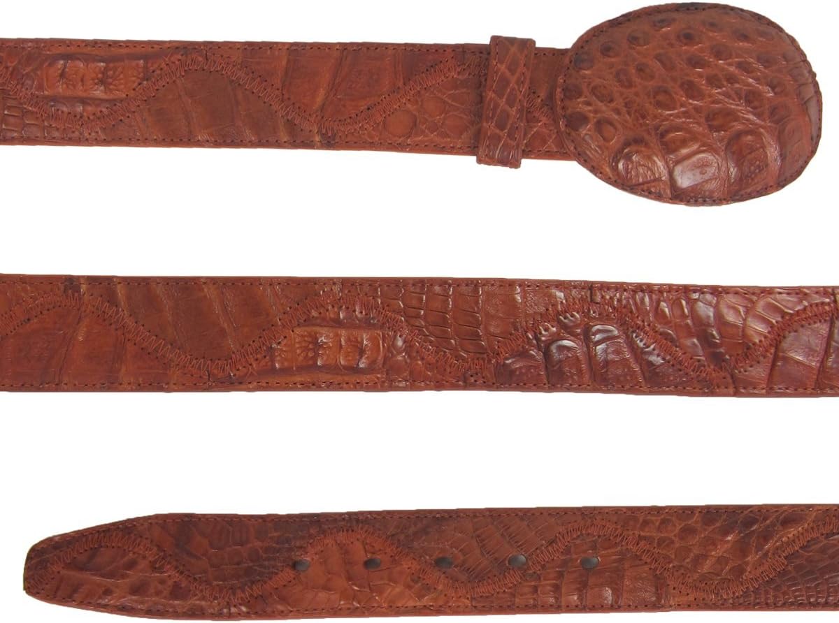 Corral Women's Cognac Patchwork Caiman Crocodile Belt - B0101