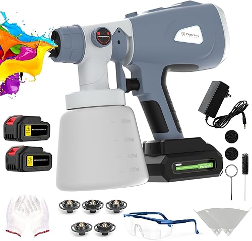 Miniatura 1 de Pulverizador de pintura inalámbrico, pistola de pintura eléctrica de mano con 2 baterías, pulverizador de pintura de batería de 27.1 fl oz, portátil